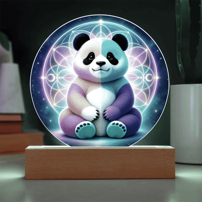Cotton Candy Panda | Acrylic Round LED Plaque - variant_color - variant_size - variant_option