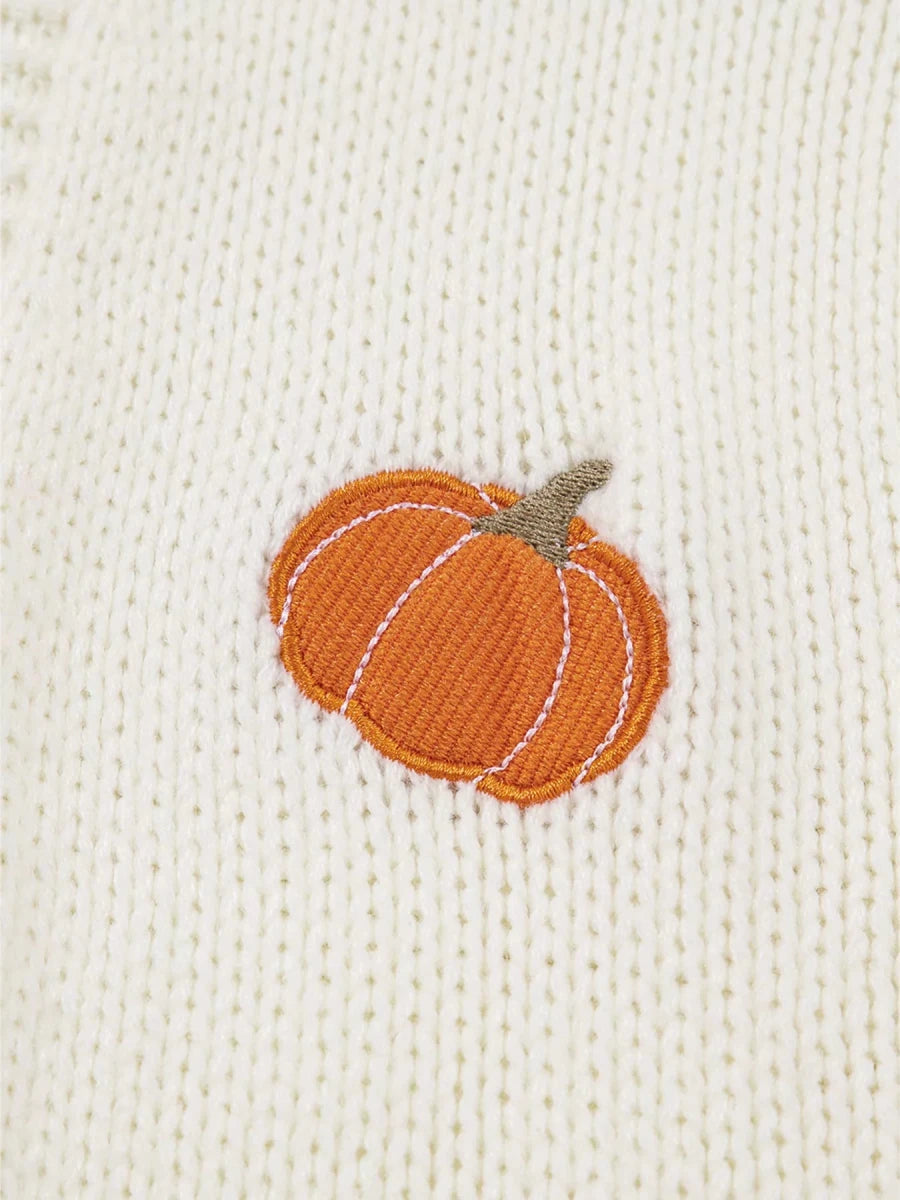 Fall Pumpkin Embroidered Knit Cardigan - #variant_color# - #variant_size# - #variant_option#
