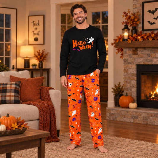 Full Size Halloween Family Matching Pajama Set with Ghost and Pumpkin Print | S-4XL - variant_color - variant_size - variant_option