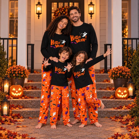 Full Size Halloween Family Matching Pajama Set with Ghost and Pumpkin Print | S-4XL - variant_color - variant_size - variant_option