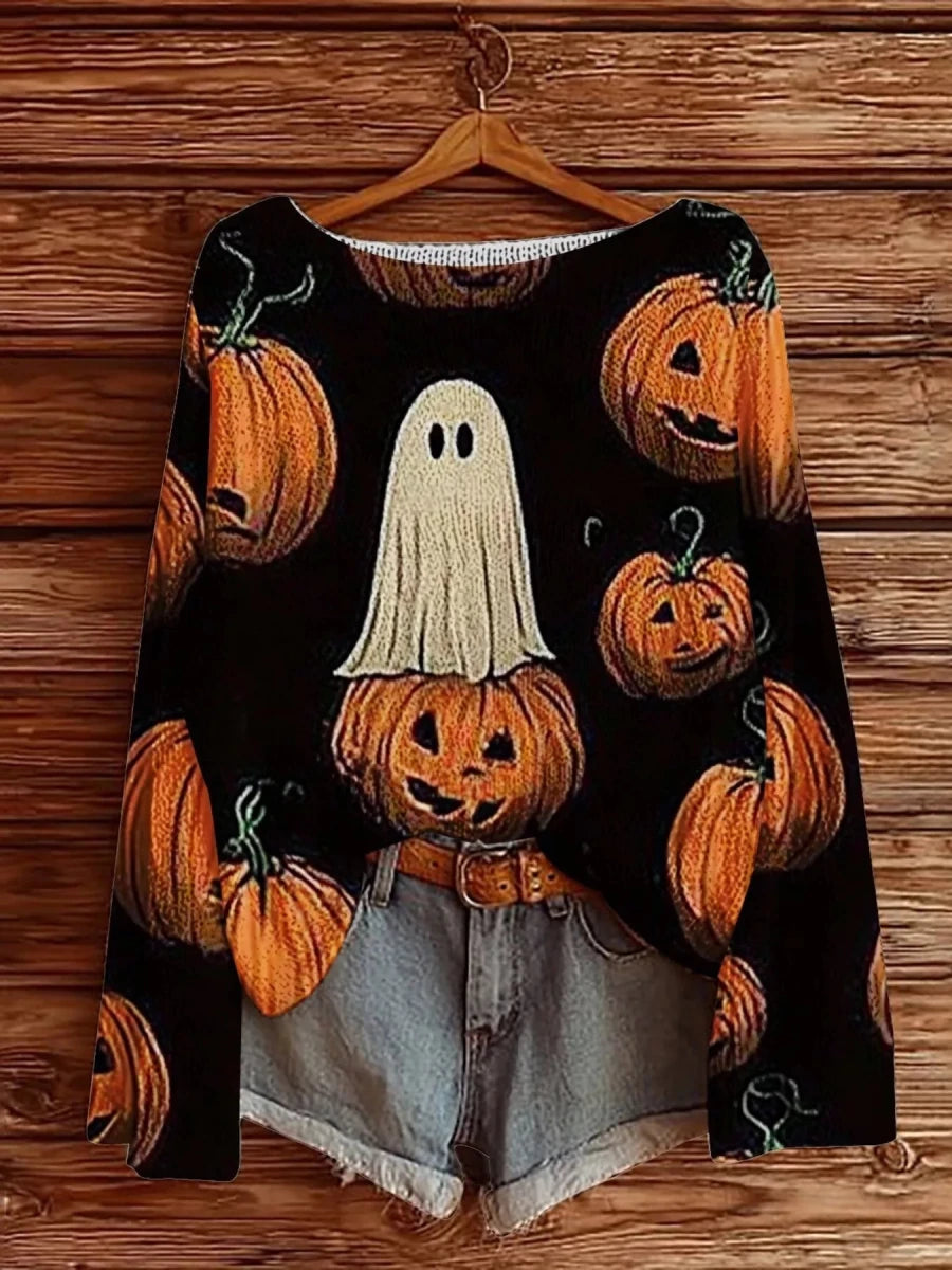 Full Size Halloween Graphic Boat Neck Sweater | S-5XL - #variant_color# - #variant_size# - #variant_option#