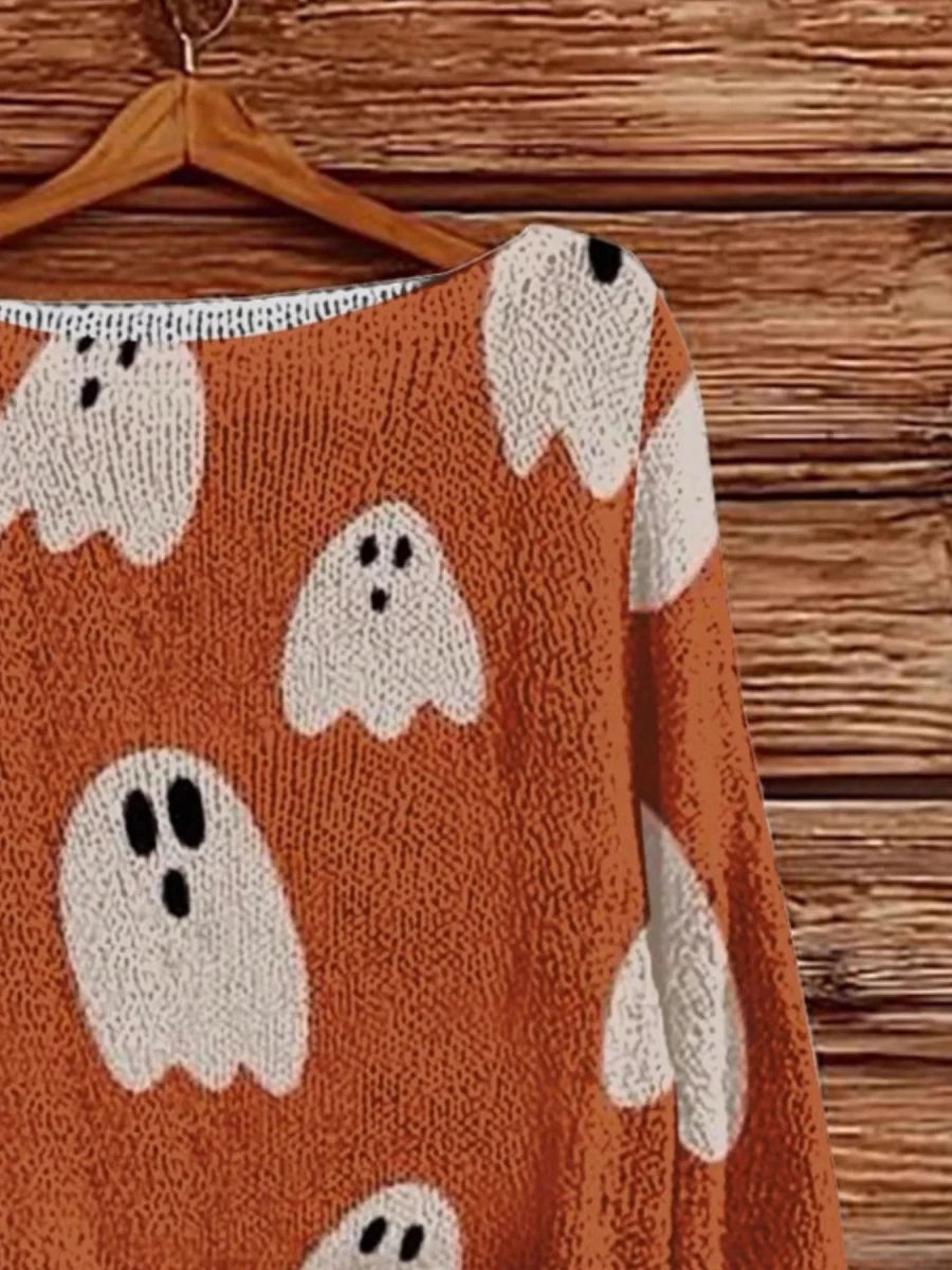 Full Size Halloween Graphic Boat Neck Sweater | S-5XL - #variant_color# - #variant_size# - #variant_option#