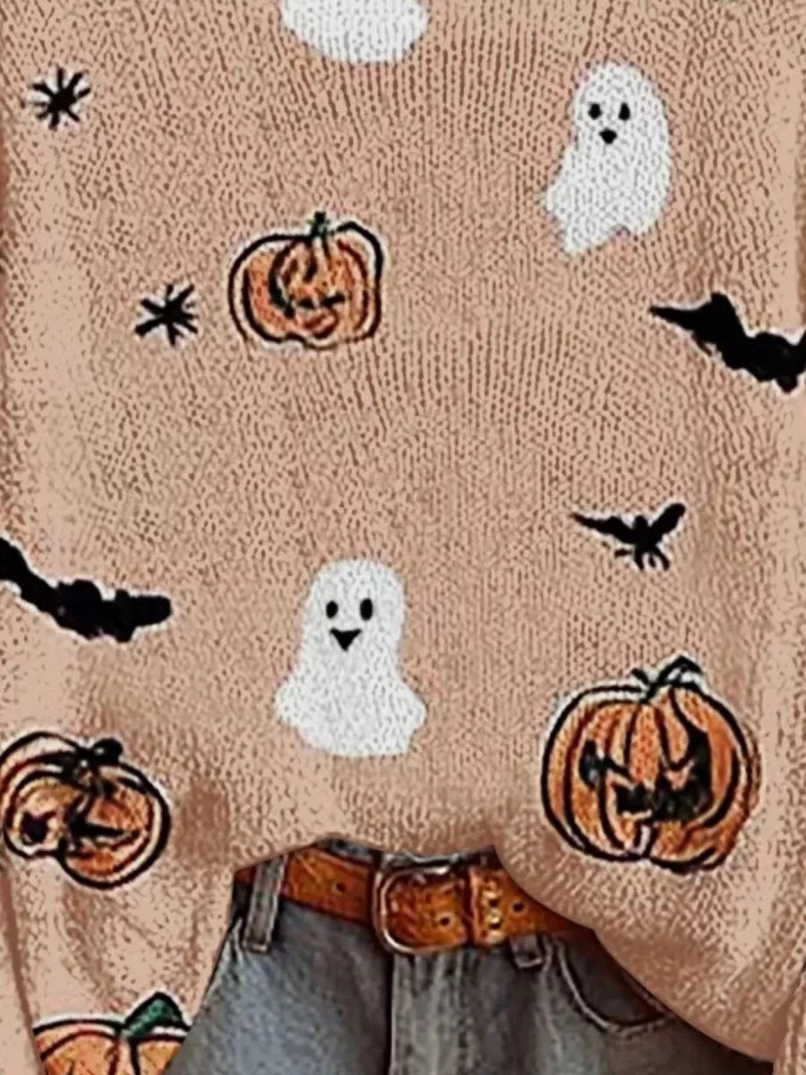 Full Size Halloween Graphic Boat Neck Sweater | S-5XL - #variant_color# - #variant_size# - #variant_option#