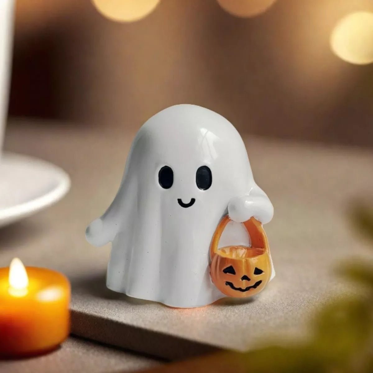 Halloween Ghost Ornament with Pumpkin Basket - variant_color - variant_size - variant_option