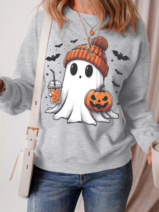 Halloween Ghost Round Neck Sweatshirt | S-XL - variant_color - variant_size - variant_option