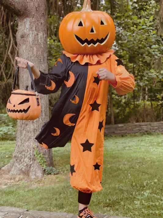 Halloween Two-Tone Star & Moon Print Jumpsuit | S-L - variant_color - variant_size - variant_option