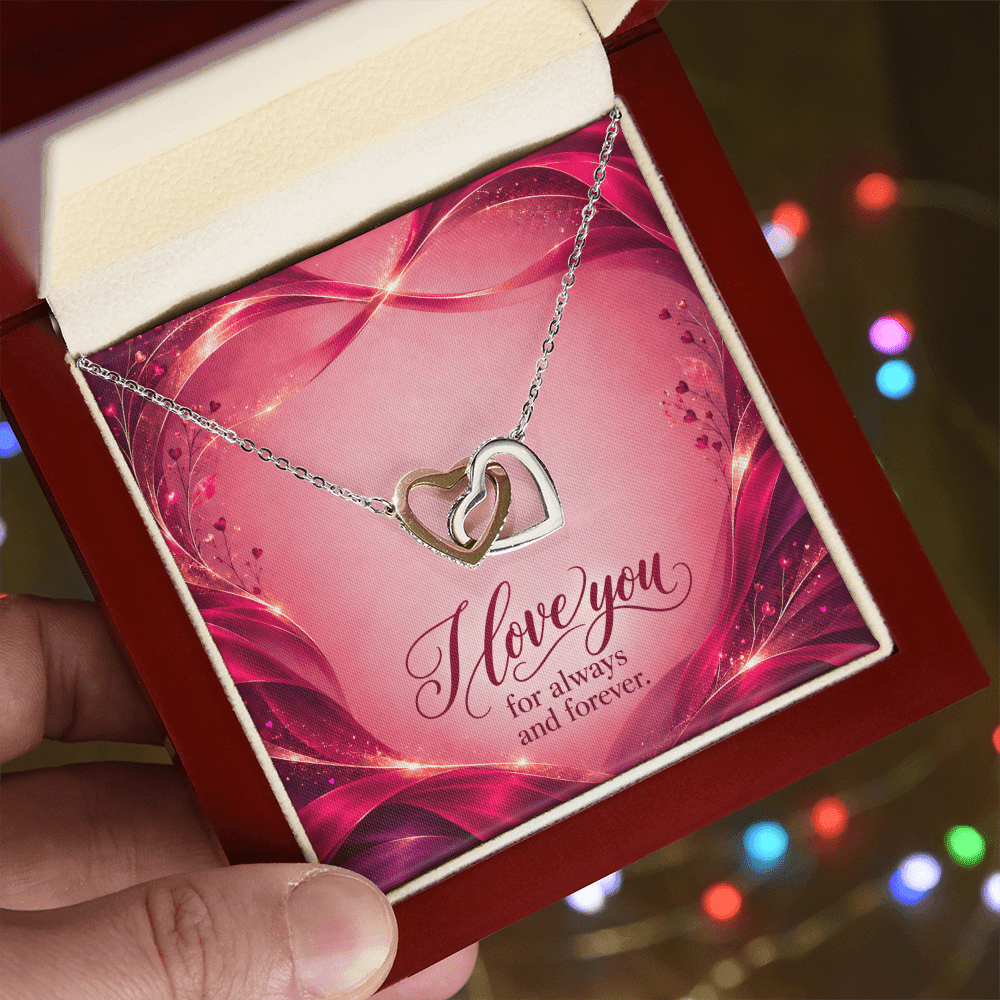 I Love You For Always and Forever •Interlocking Hearts Necklace • Yellow & White Gold Variants - #variant_color# - #variant_size# - #variant_option#