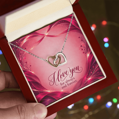 I Love You For Always and Forever •Interlocking Hearts Necklace • Yellow & White Gold Variants - #variant_color# - #variant_size# - #variant_option#