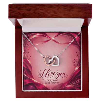 I Love You For Always and Forever •Interlocking Hearts Necklace • Yellow & White Gold Variants - #variant_color# - #variant_size# - #variant_option#