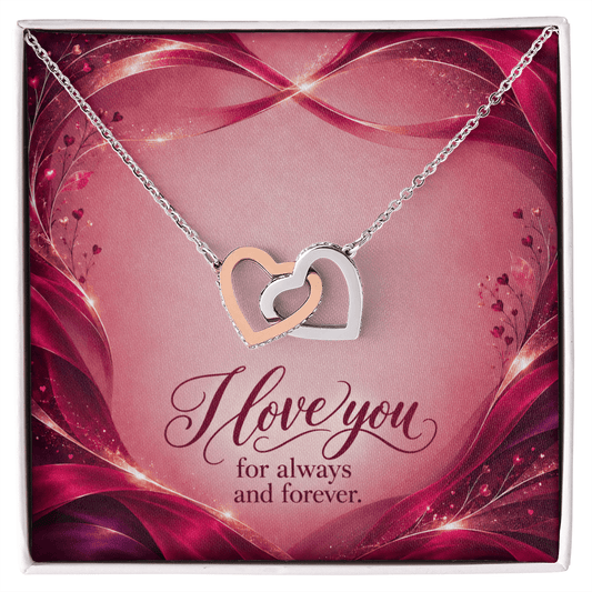 I Love You For Always and Forever •Interlocking Hearts Necklace • Yellow & White Gold Variants - #variant_color# - #variant_size# - #variant_option#