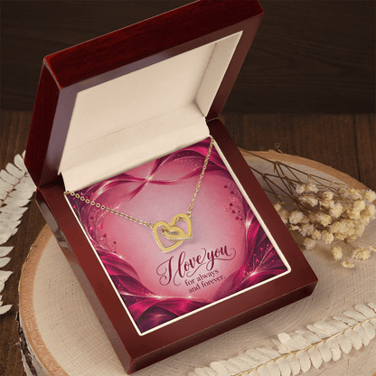 I Love You For Always and Forever •Interlocking Hearts Necklace • Yellow & White Gold Variants - #variant_color# - #variant_size# - #variant_option#