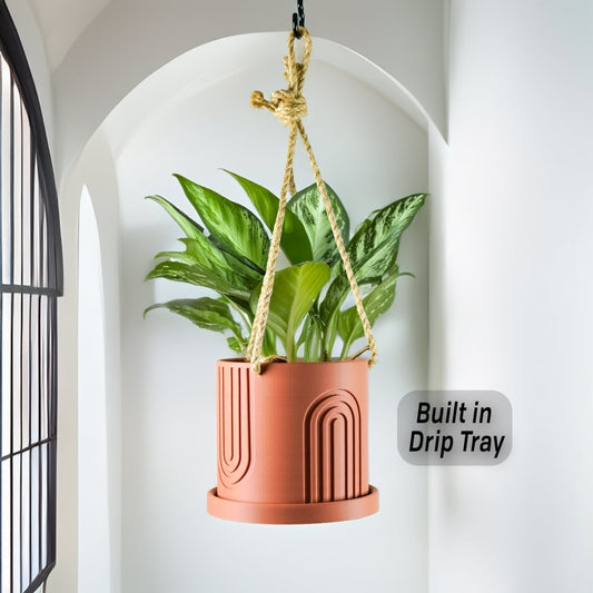 Indoor Hanging Planter for Indoor, 4 or 5 inch Hanging Plant Pot Unique Gift, 3D Printed Planter, Outdoor Patio Decor, Cottagecore Decor,BOW - variant_color - variant_size - variant_option