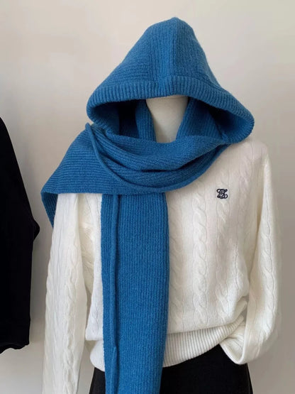 Knitted Solid Color Scarf Hoodie - variant_color - variant_size - variant_option