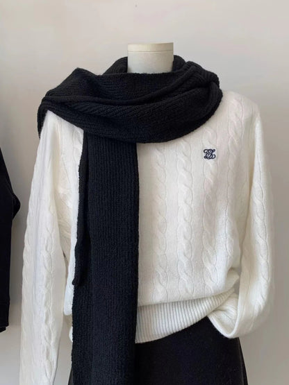 Knitted Solid Color Scarf Hoodie - variant_color - variant_size - variant_option