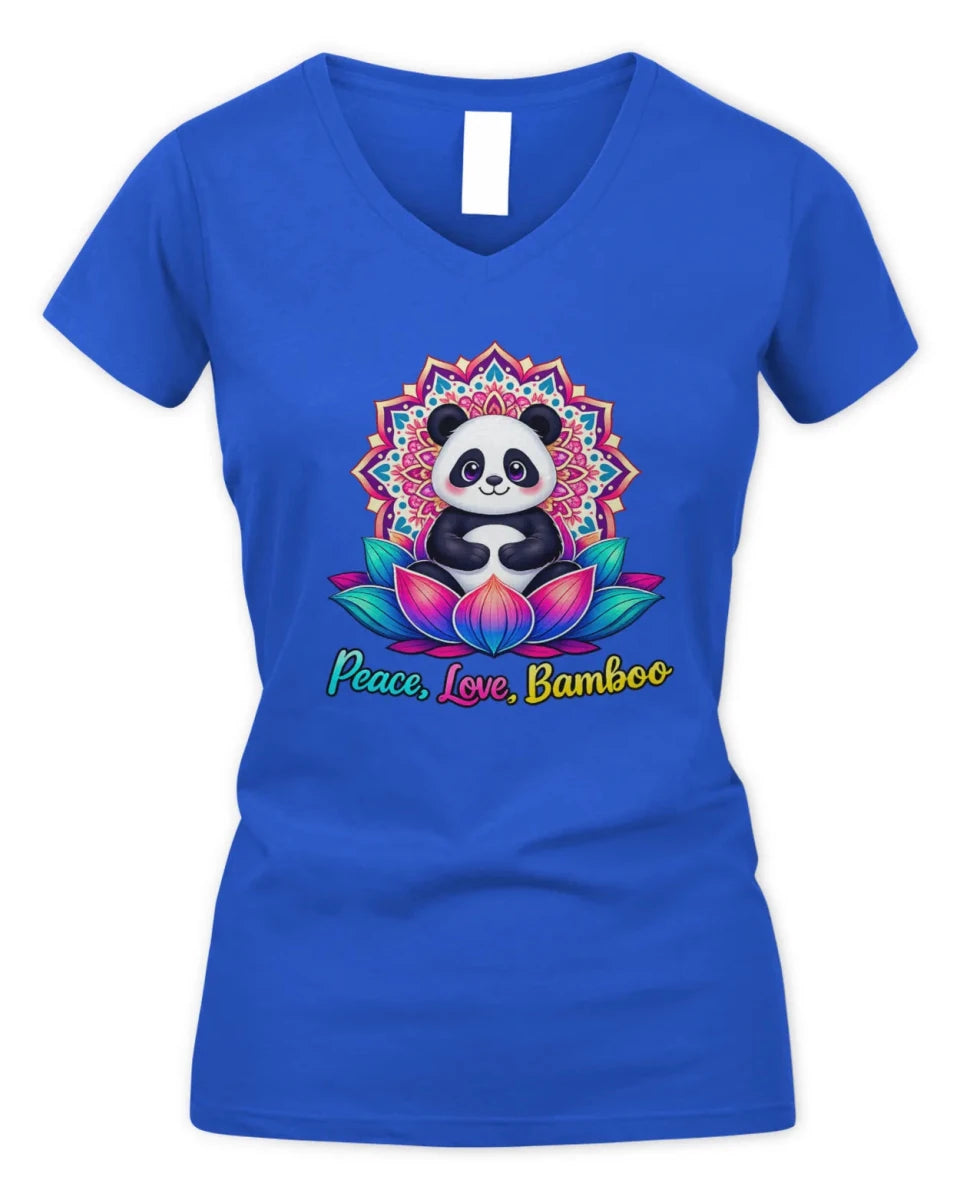 Meditating Panda Graphic Tee | Love, Peace, Bamboo | V Neck - variant_color - variant_size - variant_option