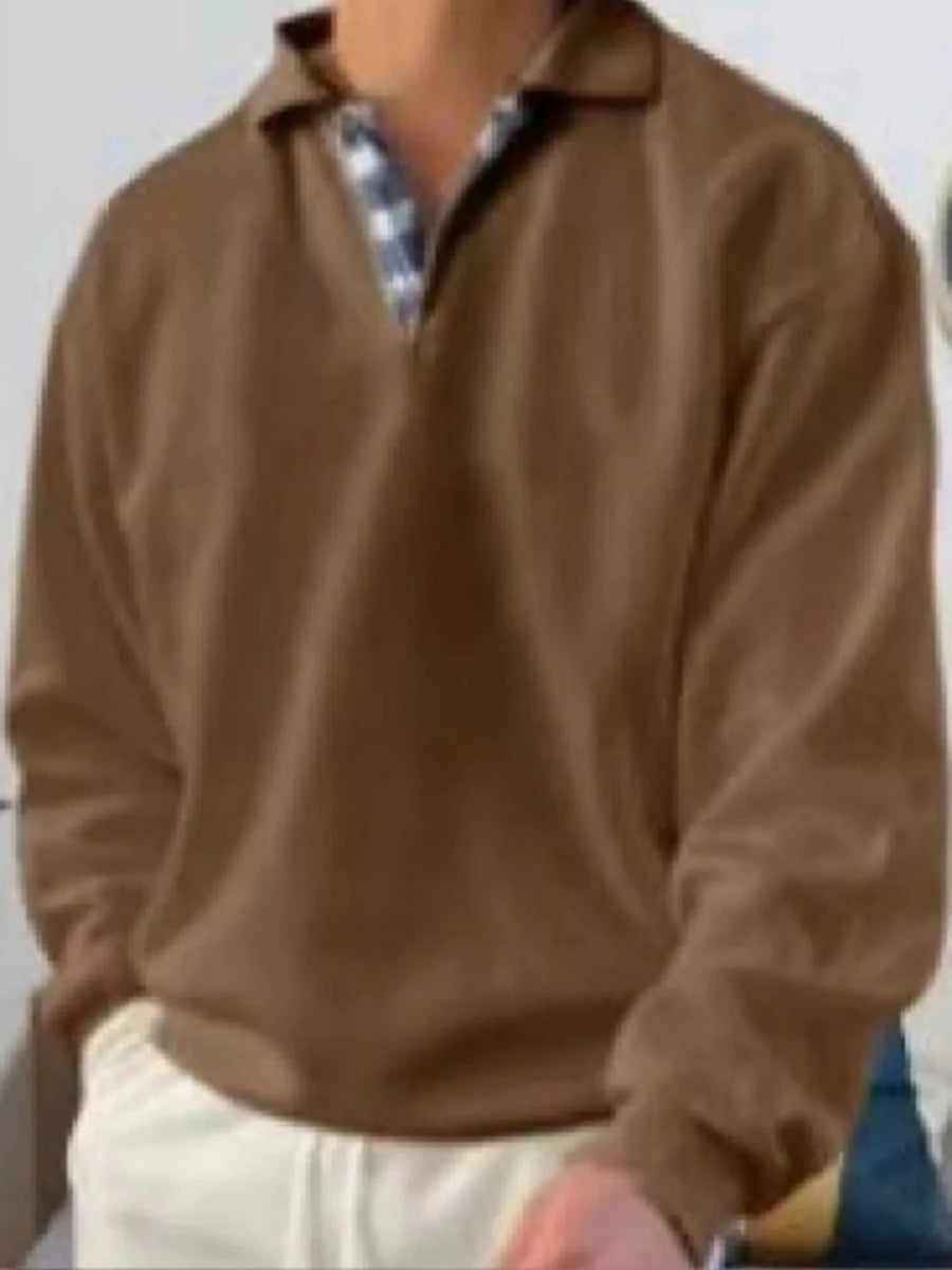 Men's Casual Polo Collar Long Sleeve Top | M-5XL - variant_color - variant_size - variant_option