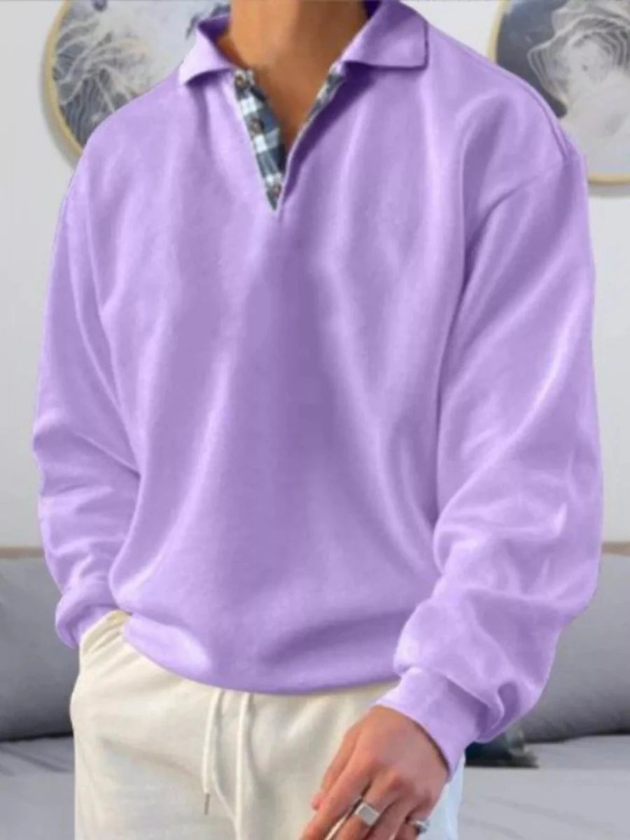 Men's Casual Polo Collar Long Sleeve Top | M-5XL - variant_color - variant_size - variant_option