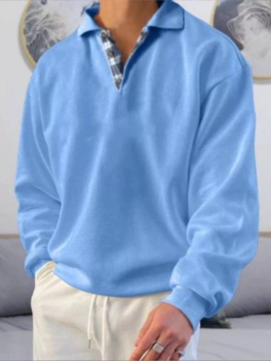 Men's Casual Polo Collar Long Sleeve Top | M-5XL - variant_color - variant_size - variant_option