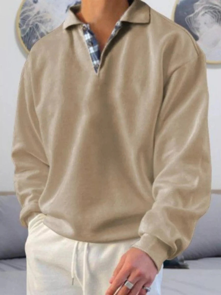 Men's Casual Polo Collar Long Sleeve Top | M-5XL - variant_color - variant_size - variant_option