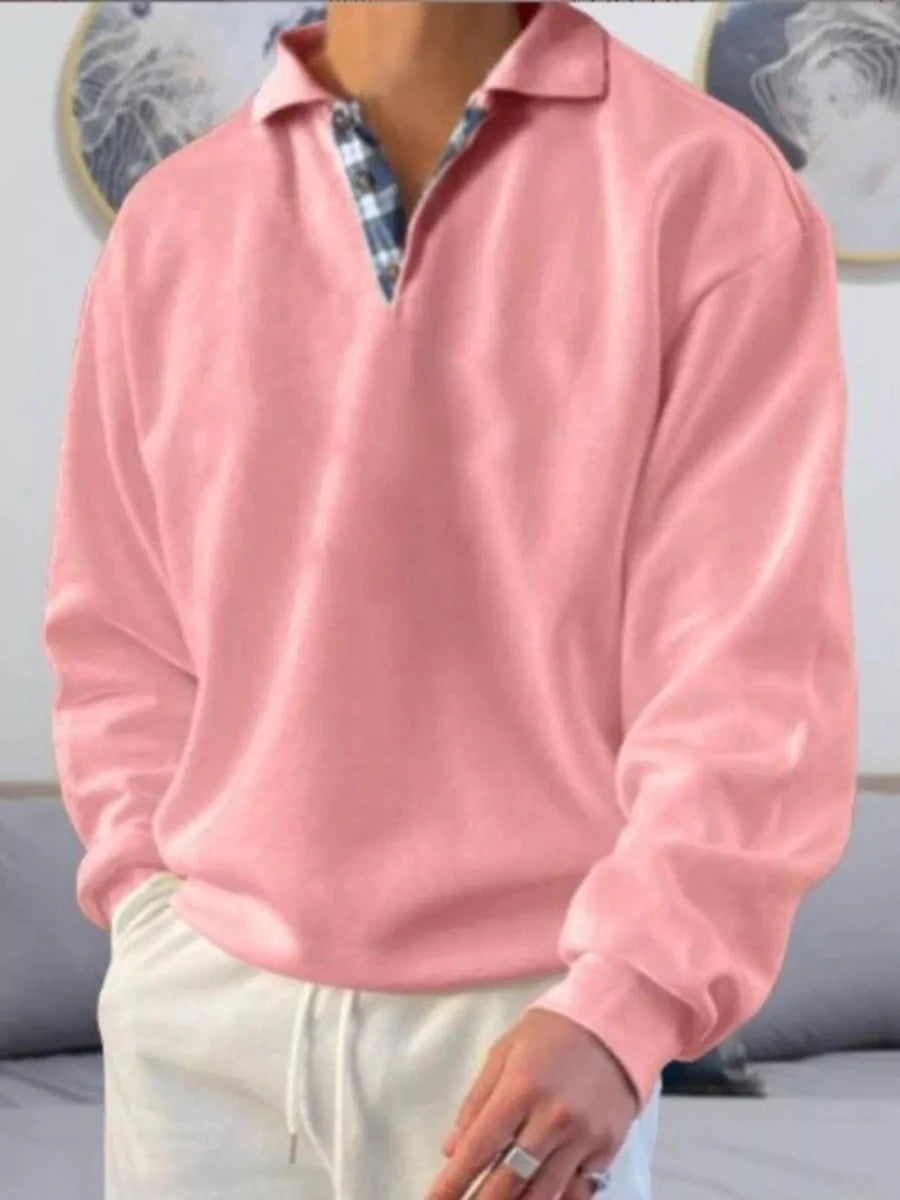 Men's Casual Polo Collar Long Sleeve Top | M-5XL - variant_color - variant_size - variant_option
