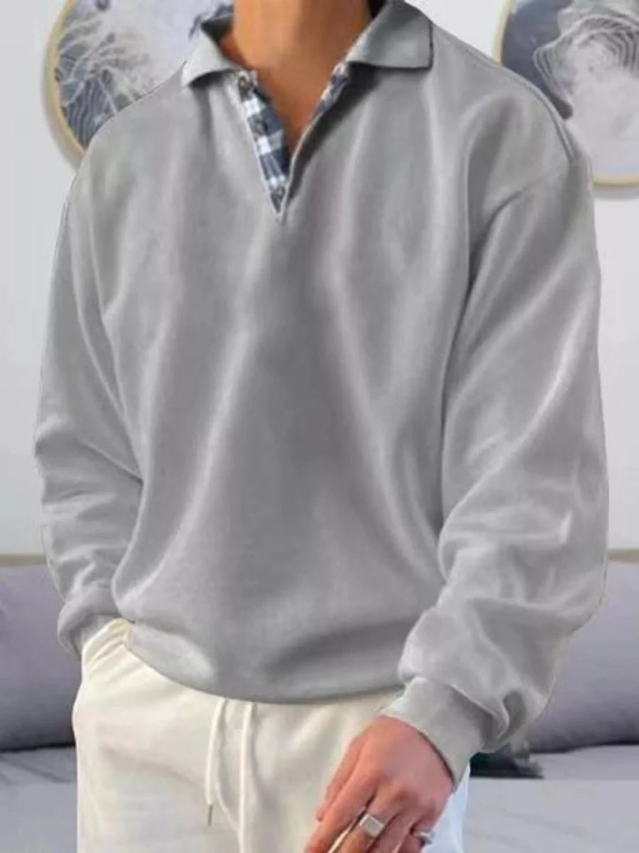 Men's Casual Polo Collar Long Sleeve Top | M-5XL - variant_color - variant_size - variant_option