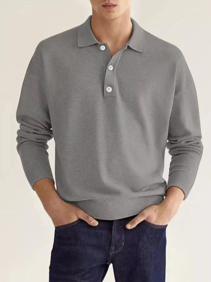 Men's Long Sleeve Casual Polo Shirt | M-3XL - variant_color - variant_size - variant_option