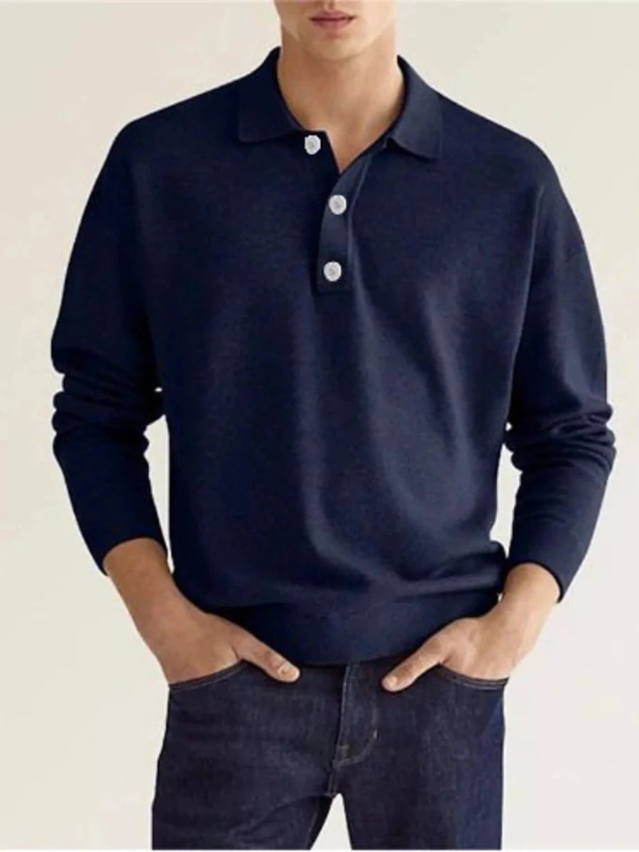 Men's Long Sleeve Casual Polo Shirt | M-3XL - variant_color - variant_size - variant_option