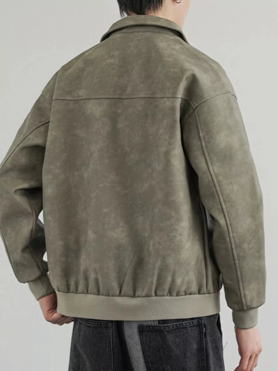 Men's Zip Up Faux Leather Shacket | M-3XL - variant_color - variant_size - variant_option