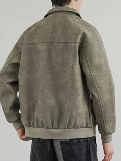 Men's Zip Up Faux Leather Shacket | M-3XL - variant_color - variant_size - variant_option