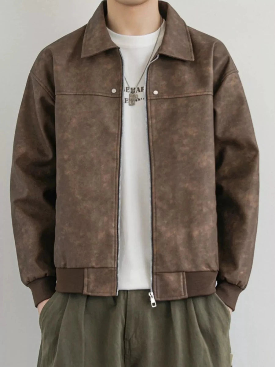 Men's Zip Up Faux Leather Shacket | M-3XL - variant_color - variant_size - variant_option