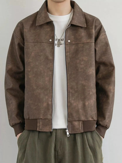 Men's Zip Up Faux Leather Shacket | M-3XL - variant_color - variant_size - variant_option