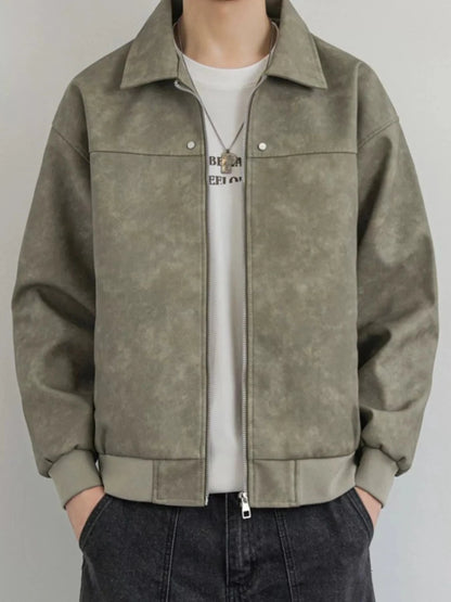 Men's Zip Up Faux Leather Shacket | M-3XL - variant_color - variant_size - variant_option