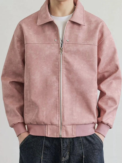 Men's Zip Up Faux Leather Shacket | M-3XL - variant_color - variant_size - variant_option