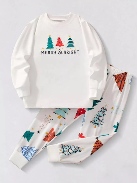 Merry & Bright Trees | Children's Christmas Pajama Set | 3Y-8Y - #variant_color# - #variant_size# - #variant_option#