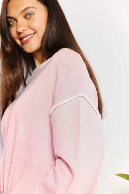 Pink Angel Wings Knit Top |Dropped Shoulders & Contrast Detail - variant_color - variant_size - variant_option