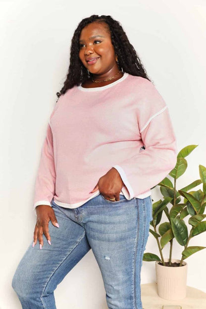 Pink Angel Wings Knit Top |Dropped Shoulders & Contrast Detail - variant_color - variant_size - variant_option