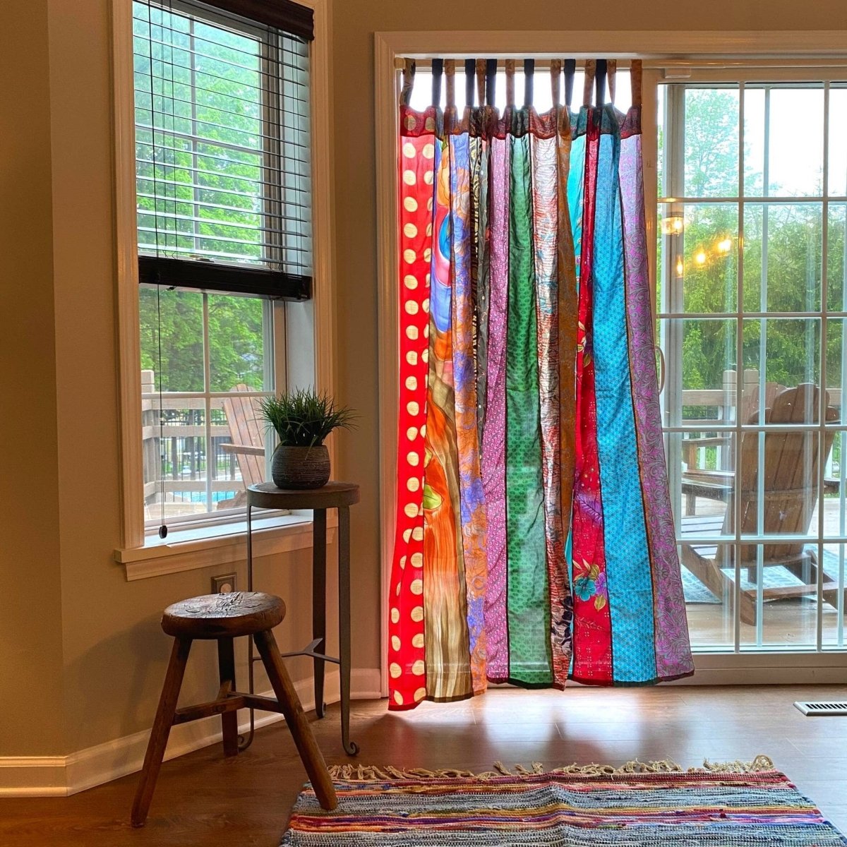 Rainbow Oasis Drapes – Upcycled Boho Curtains - variant_color - variant_size - variant_option