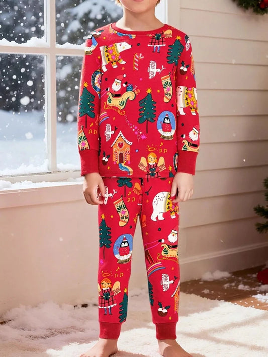 Red Scrambled Christmas | Children's Christmas Pajama Set | 3M-8Y - #variant_color# - #variant_size# - #variant_option#
