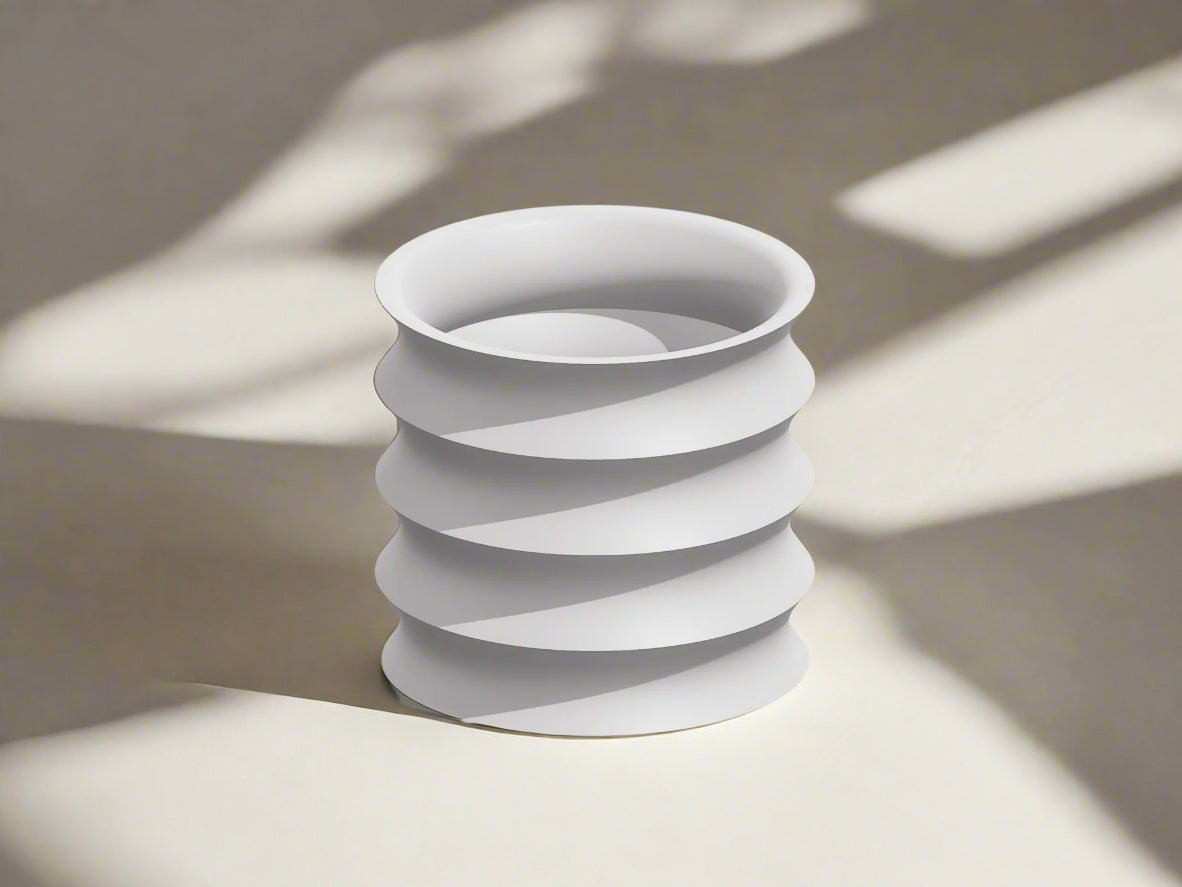 Rippled Plant Pot with Drainage – Modern Organic Indoor Planter with Saucer, 3D Printed Wavy Pot for Houseplants - BRIM - variant_color - variant_size - variant_option