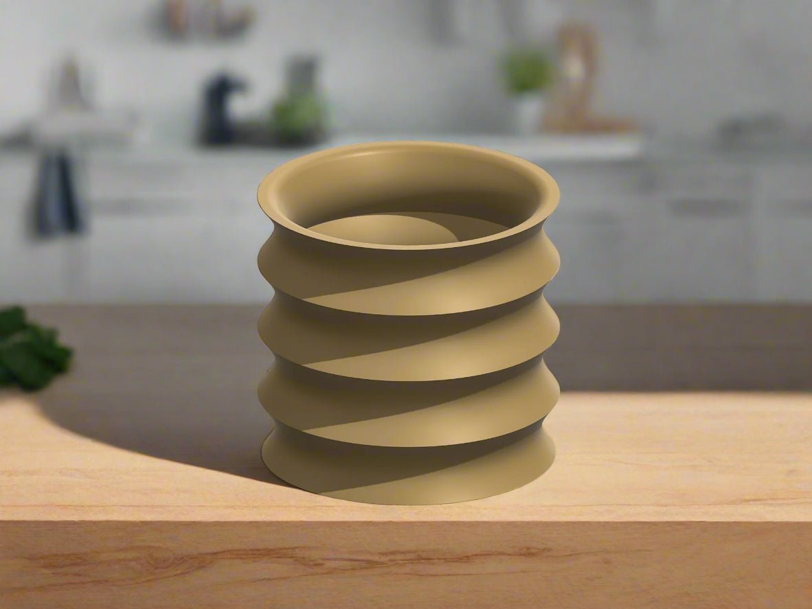 Rippled Plant Pot with Drainage – Modern Organic Indoor Planter with Saucer, 3D Printed Wavy Pot for Houseplants - BRIM - variant_color - variant_size - variant_option