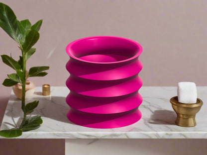Rippled Plant Pot with Drainage – Modern Organic Indoor Planter with Saucer, 3D Printed Wavy Pot for Houseplants - BRIM - variant_color - variant_size - variant_option