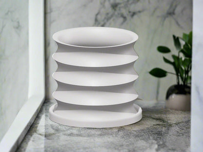 Rippled Plant Pot with Drainage – Modern Organic Indoor Planter with Saucer, 3D Printed Wavy Pot for Houseplants - BRIM - variant_color - variant_size - variant_option
