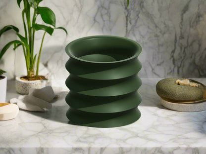 Rippled Plant Pot with Drainage – Modern Organic Indoor Planter with Saucer, 3D Printed Wavy Pot for Houseplants - BRIM - variant_color - variant_size - variant_option