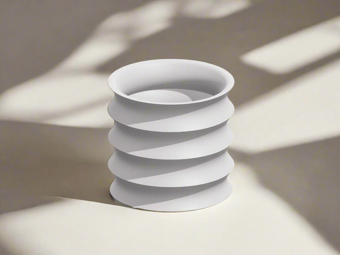 Rippled Plant Pot with Drainage – Modern Organic Indoor Planter with Saucer, 3D Printed Wavy Pot for Houseplants - BRIM - variant_color - variant_size - variant_option