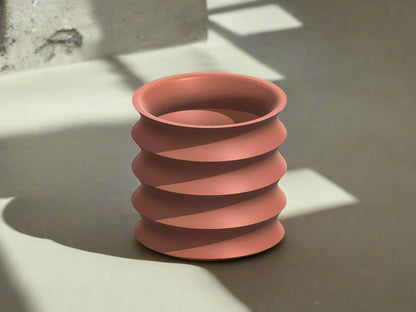 Rippled Plant Pot with Drainage – Modern Organic Indoor Planter with Saucer, 3D Printed Wavy Pot for Houseplants - BRIM - variant_color - variant_size - variant_option