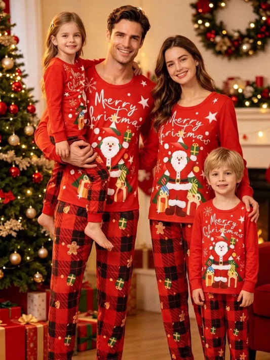 Santa and Plaid Print| Family Matching Christmas Pajama-Lounging Set | S-2XL - #variant_color# - #variant_size# - #variant_option#