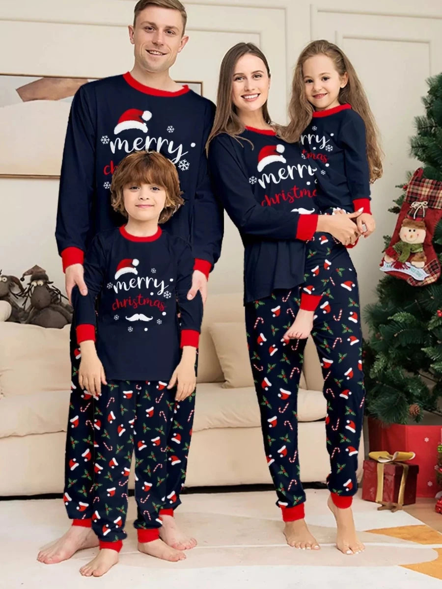 Santa's Hat and Candy Cane | Family Matching Christmas Pajama-Lounging Set | S-4XL - #variant_color# - #variant_size# - #variant_option#