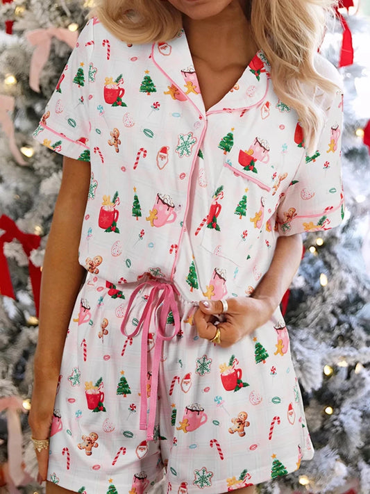 Sweet and Cozy Christmas | Christmas Pajama-Lounging Set | Round Neck Top and Shorts | S-XL - #variant_color# - #variant_size# - #variant_option#