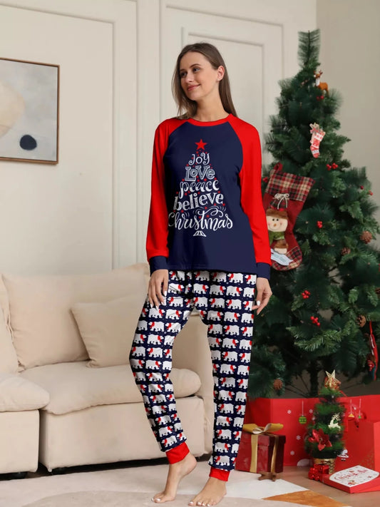 Word Tree and Polar Bear | Family Matching Christmas Pajama-Lounging Set | S-4XL - #variant_color# - #variant_size# - #variant_option#