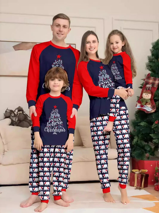 Word Tree and Polar Bear | Family Matching Christmas Pajama-Lounging Set | S-4XL - #variant_color# - #variant_size# - #variant_option#